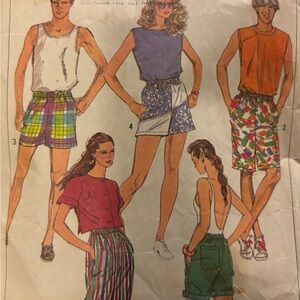 Vintage Simplicity 7501 Pattern Pull-on Pants Shorts Set Size Large Pre Owned